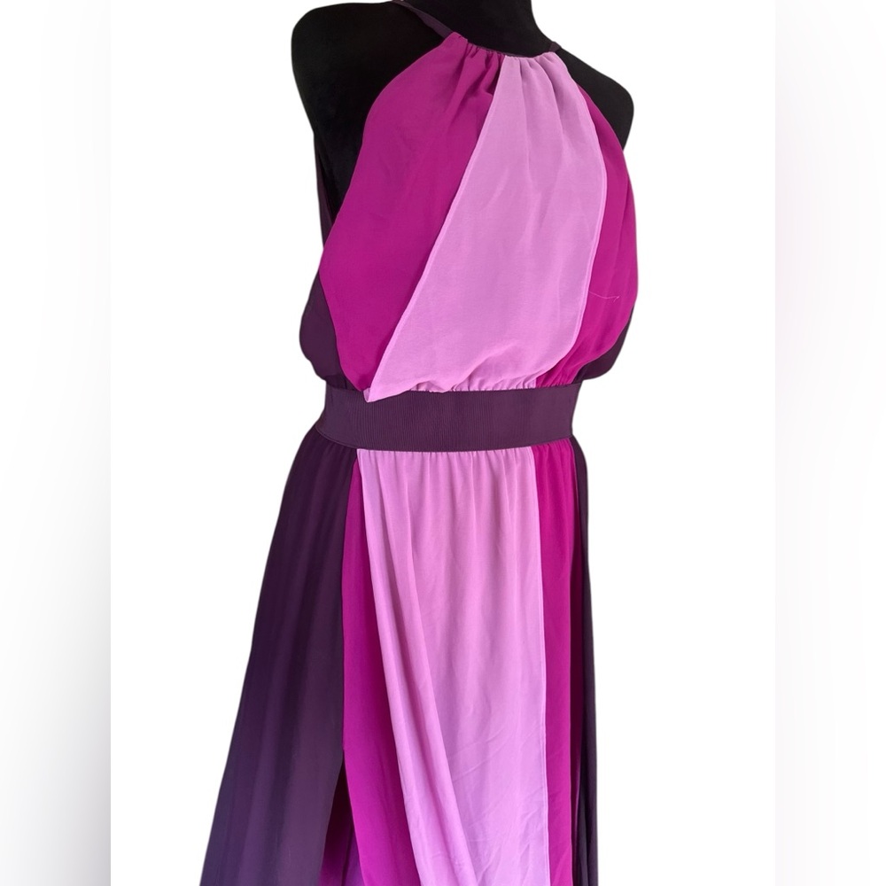 Eva Mendes Halter Maxi Dress – Colorblock Purple/Fuchsia – Size Small NWT - Picture 4 of 15